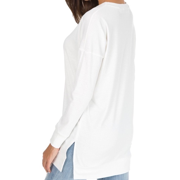 Long Sleeve Side Split Loose Casual Pullover Tunic - Picture 4 of 5